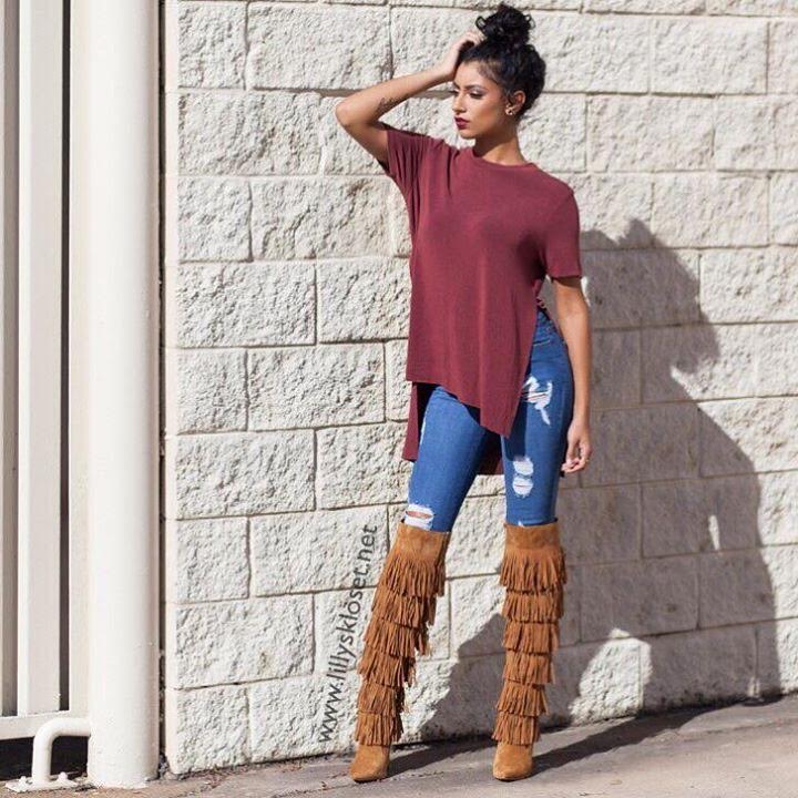 fringe boots outfit